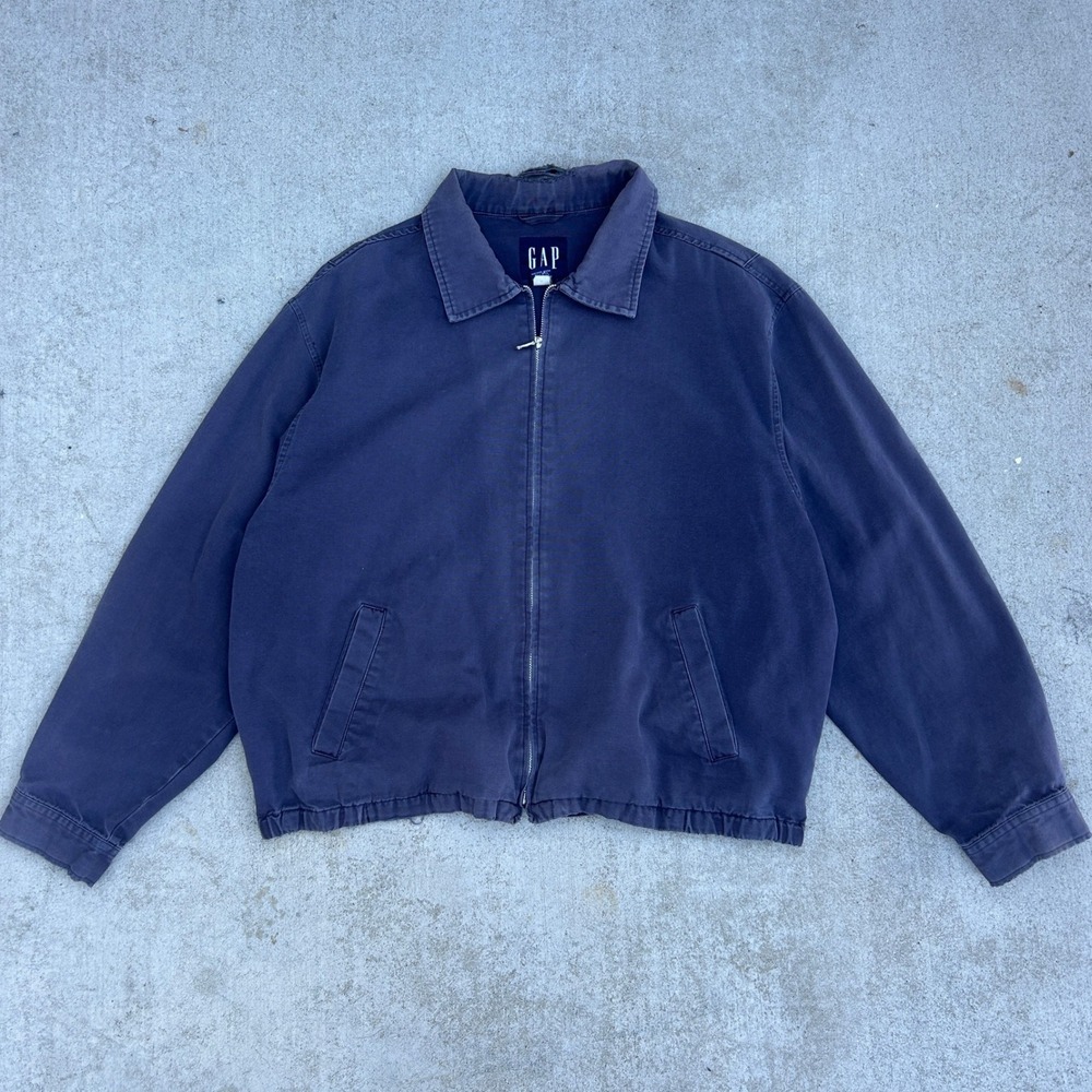 GAP Harrington Jacket XL Blue Vintage 90s Faded Distressed Cotton Workwear Boxy